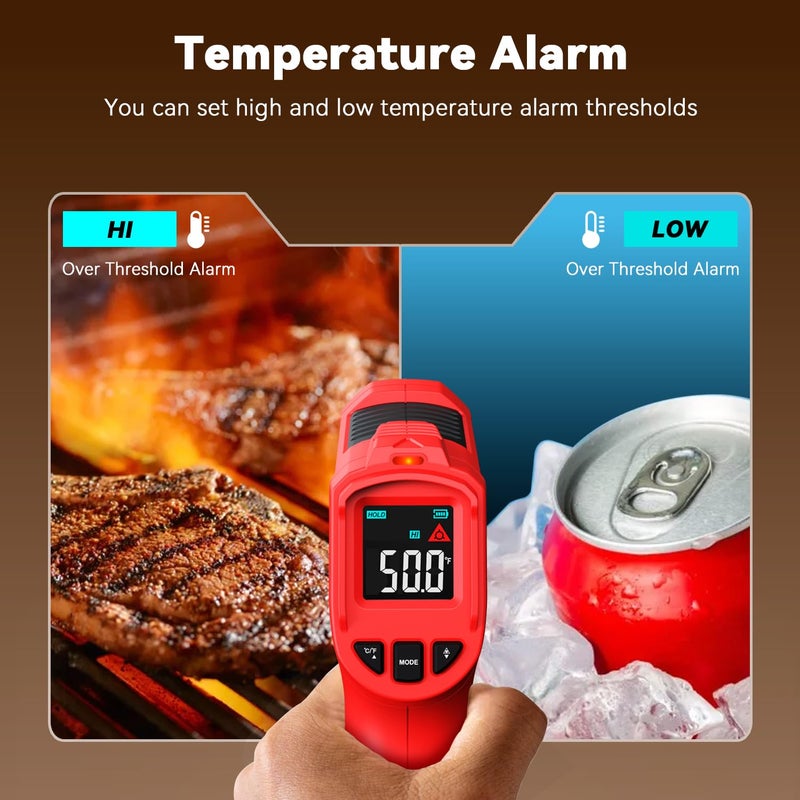 Wintact Laser Infrared Thermometer Gun -58℉ to 752℉, Surface Heat Temperature Gun, Non-Contact Digital Thermometer for Kitchen Cooking Food, Pizza Oven, BBQ, Griddle, Soap Making, HVAC - Image 4